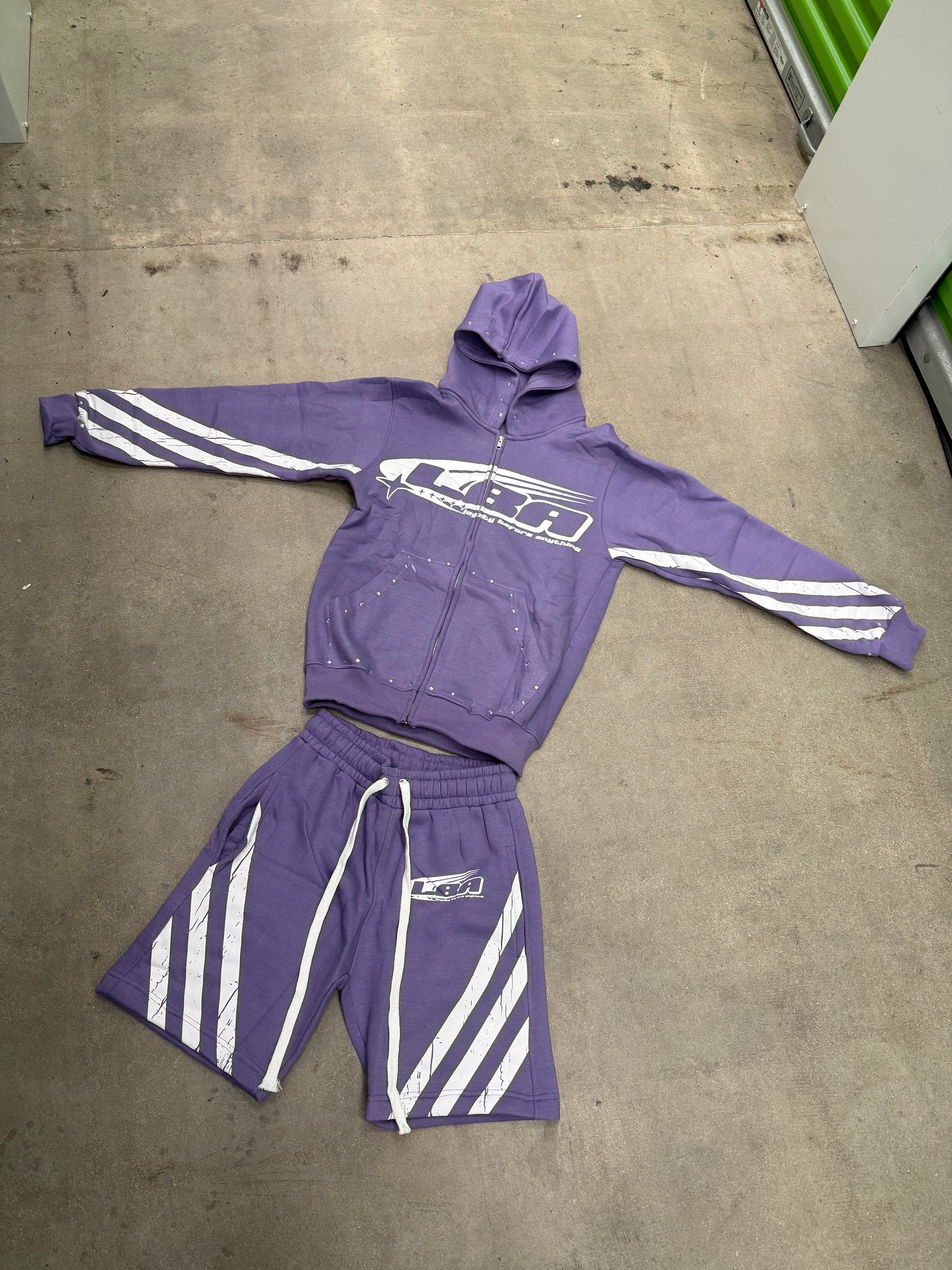Purple rhinestone short set