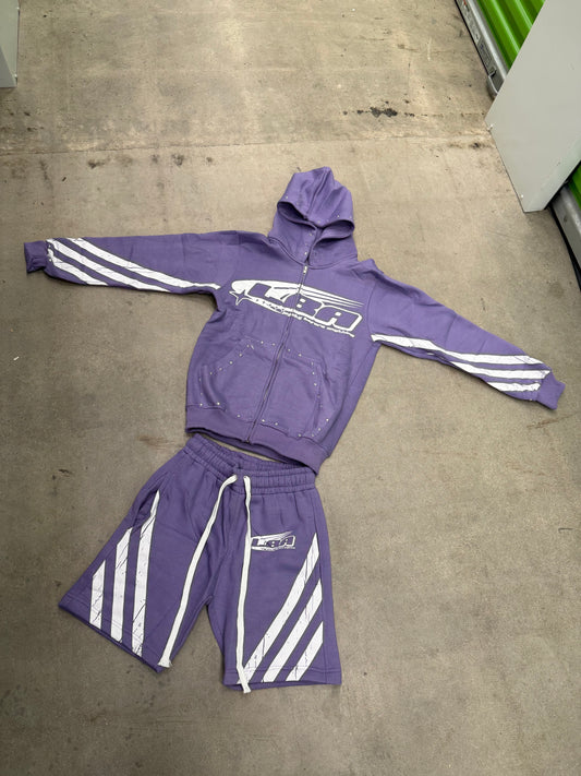 Purple rhinestone short set